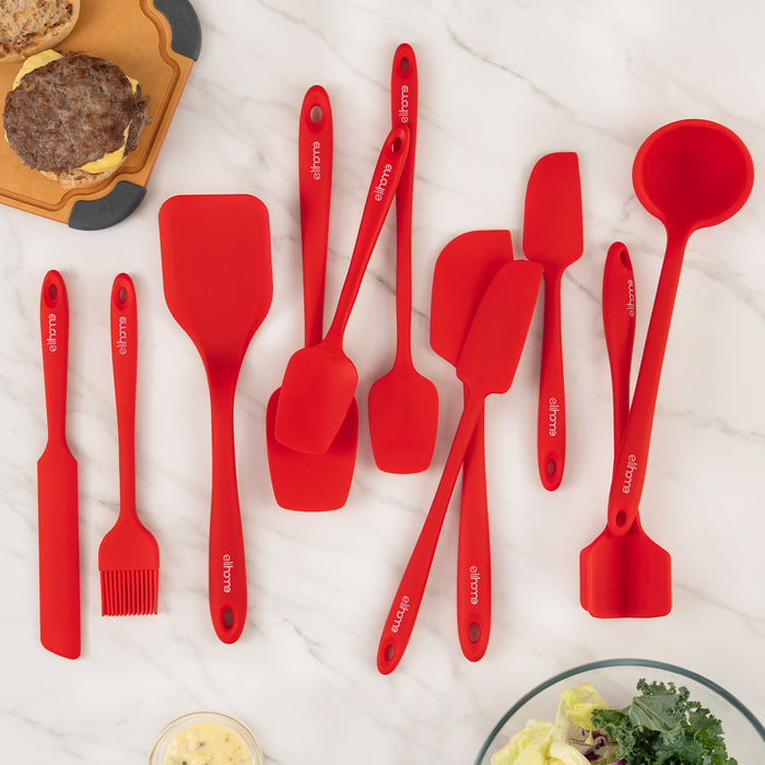 Elihome Paddle Cutting Board and 11 Piece Silicone Cooking Utensil Set