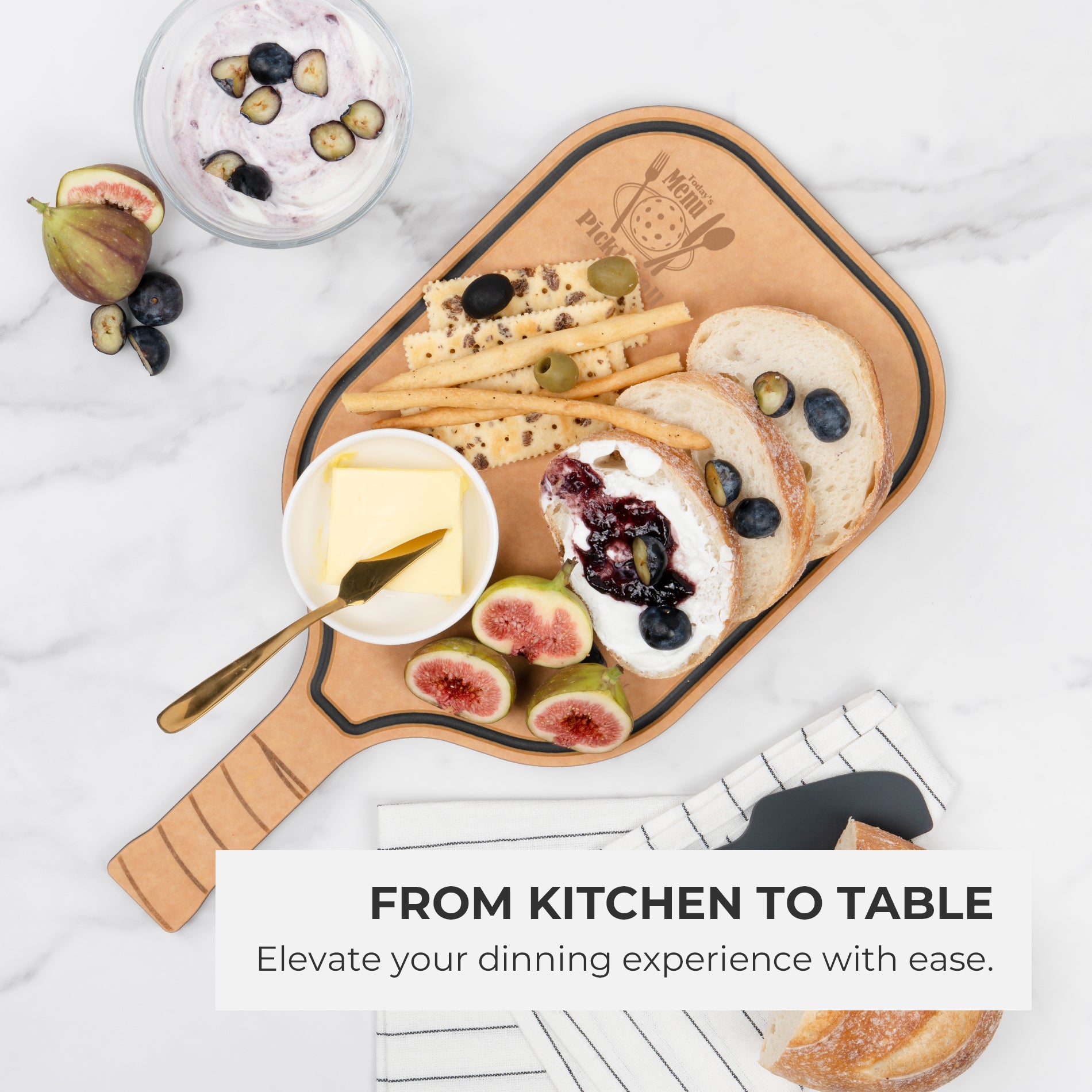 ピックルボール シャルキュトリー カッティングボード -「本日のメニュー：ピックルボール」 