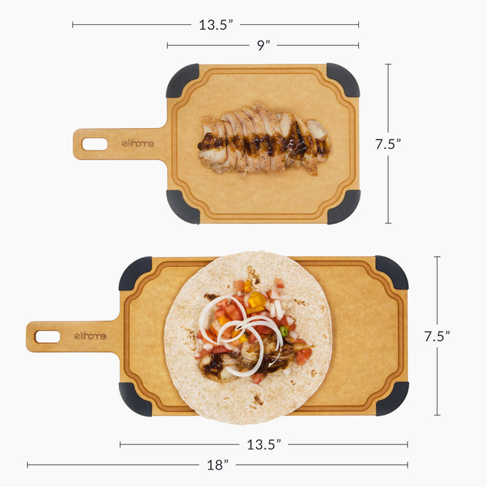 Elihome Paddle Cutting Board and 11 Piece Silicone Cooking Utensil Set