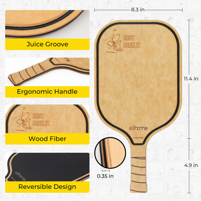 Elihome x Peanuts Pickleball Charcuterie Cutting Board -"Just Dink It"