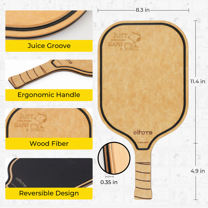 Elihome x Peanuts Pickleball Charcuterie Cutting Board -"Just One More Game"