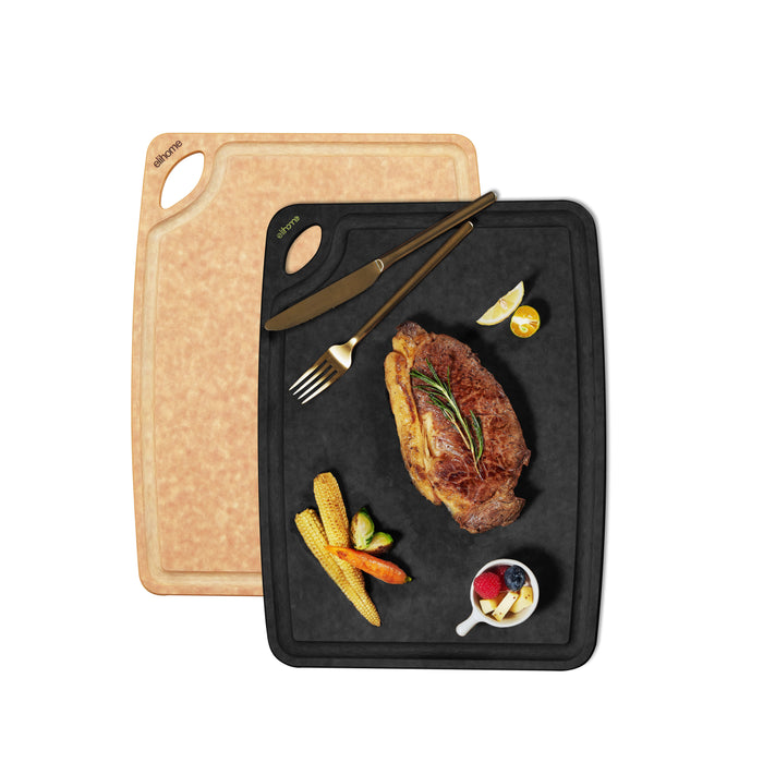 Classic Series 2-In-1 Set Cutting Board- 10 x 13 x 1/4  - Medium- (Black + Natural)