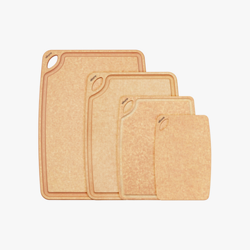Elihome Classic Series 4 Piece Cutting Board Set (S+M+L+XL) - wood fiber cutting board set with juice grooves