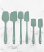 Elihome 6-piece silicone spatula set in Sage Green (Muted Green). Includes large, skinny, and mini spatulas and spoonulas. Seamless, heat-resistant design ideal for modern kitchen aesthetics.
