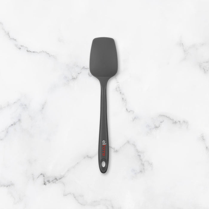 Elihome grey silicone spoon spatula on marble background - heat-resistant, BPA-free, one-piece seamless design for easy cleaning
