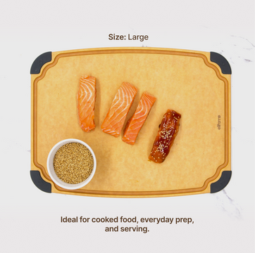 Elihome Essential Series 4-in-1 Cutting Board Set (S+M+L+XL) - Large board in use on kitchen countertop
