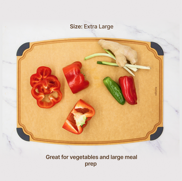 Elihome Essential Series 4-in-1 Cutting Board Set (S+M+L+XL) - Extra Large board in use on kitchen countertop