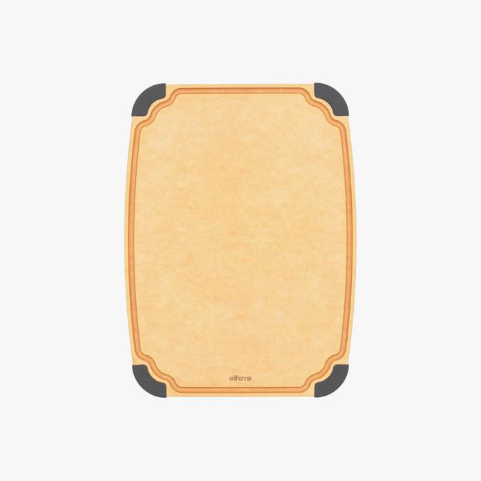 Elihome Essential Series Large Cutting Board 14" x 10" - wood fiber cutting board with juice groove and non-slip feet