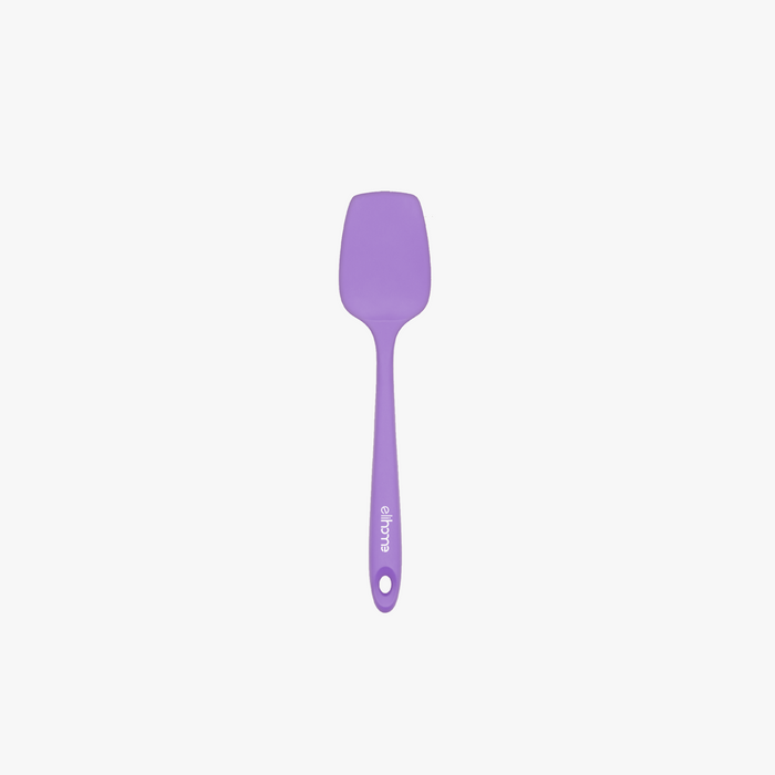 Elihome Classic Silicone Spoonula in Purple, 11 inches by 2.4 inches with seamless one piece design, reinforced steel core and ergonomic non-slip handle