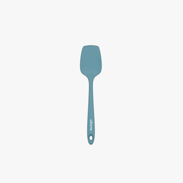 Elihome Classic Silicone Spoonula in Teal Grey, 11 inches by 2.4 inches with seamless one piece design, reinforced steel core and ergonomic non-slip handle