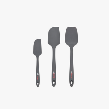 Elihome 3 Piece Silicone Spatula Set in Gray, 3 pieces of BPA free platinum silicone kitchen tools with reinforced steel cores and ergonomic non-slip handles