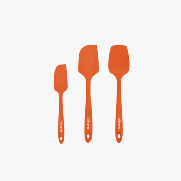 Elihome 3 Piece Silicone Spatula Set in Orange, 3 pieces of BPA free platinum silicone kitchen tools with reinforced steel cores and ergonomic non-slip handles