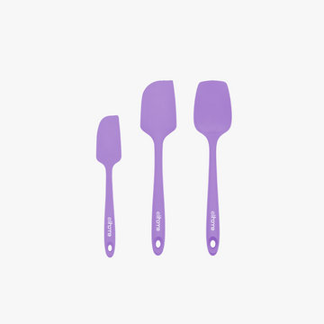 Elihome 3 Piece Silicone Spatula Set in Purple, 3 pieces of BPA free platinum silicone kitchen tools with reinforced steel cores and ergonomic non-slip handles