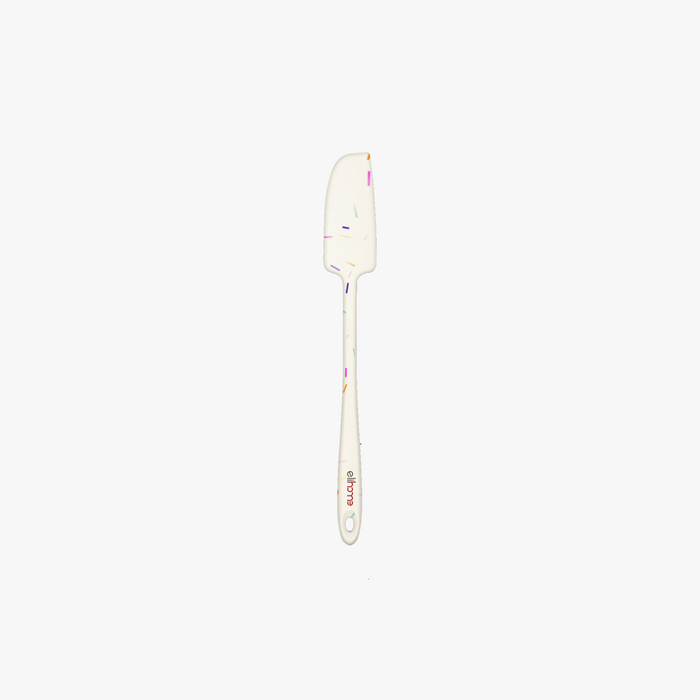 Elihome Skinny Slim Silicone Spatula in Sprinkles, 11 inches by 1.5 inches with seamless one piece design, reinforced steel core and ergonomic non-slip handle