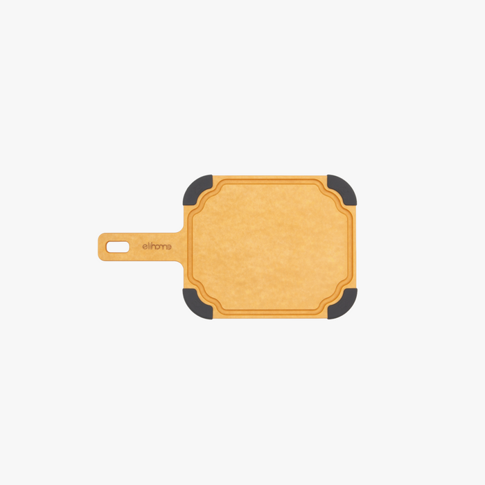 Elihome Paddle Series Cutting and Serving Board with Handle, Small - wood fiber paddle board with juice groove and non-slip corners