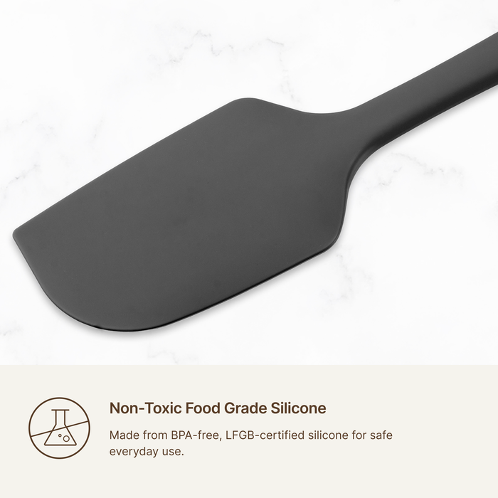 Close-up of an Elihome x Peanuts silicone spatula head, non-toxic food grade silicone made from BPA free LFGB certified material for safe everyday use