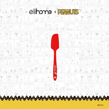 Elihome x Peanuts Mini Silicone Spatula, 8.7 inches by 1.5 inches in Red with official Snoopy artwork on the handle