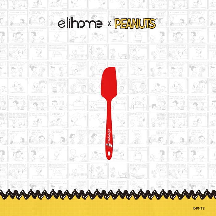 Elihome x Peanuts Mini Silicone Spatula, 8.7 inches by 1.5 inches in Red with official Snoopy artwork on the handle