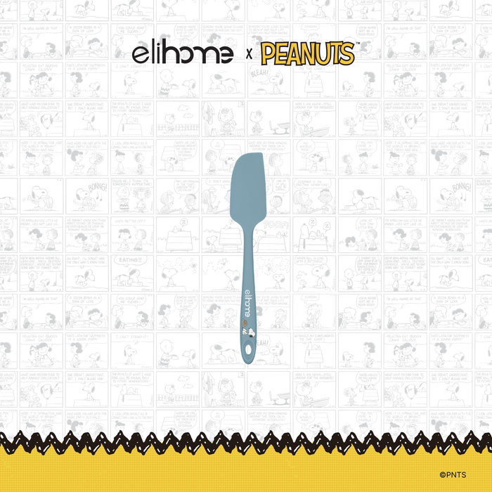 Elihome x Peanuts Mini Silicone Spatula, 8.7 inches by 1.5 inches in Teal Grey with official Snoopy artwork on the handle