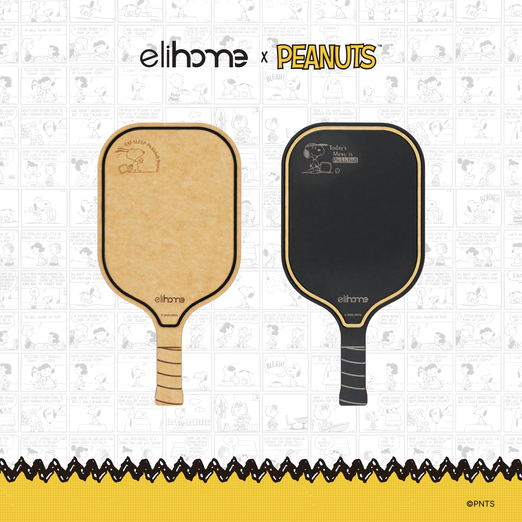 Elihome x Peanuts Pickleball Charcuterie Cutting Board 