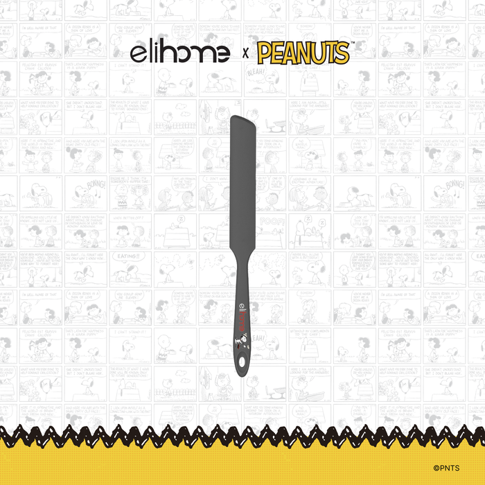 Elihome x Peanuts Silicone Spreader, 10 inches by 1.1 inches in Grey with official Snoopy artwork on the handle