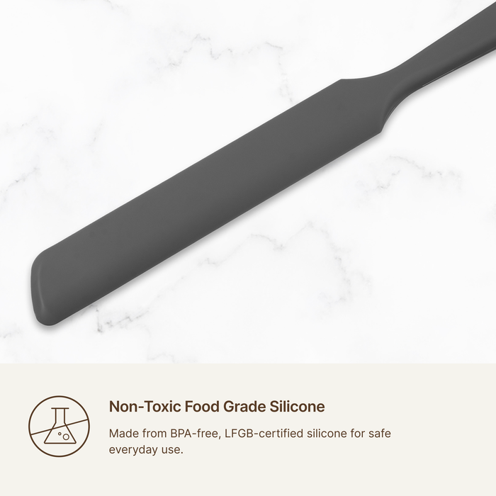 Close-up of the Elihome x Peanuts Silicone Spreader blade, non-toxic food grade silicone made from BPA free LFGB certified material for safe everyday use