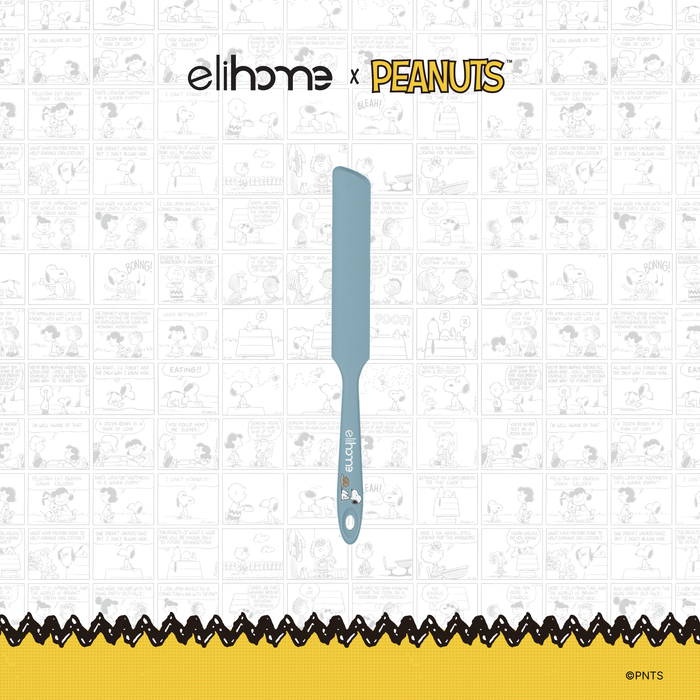Elihome x Peanuts Silicone Spreader, 10 inches by 1.1 inches in Teal Grey with official Snoopy artwork on the handle
