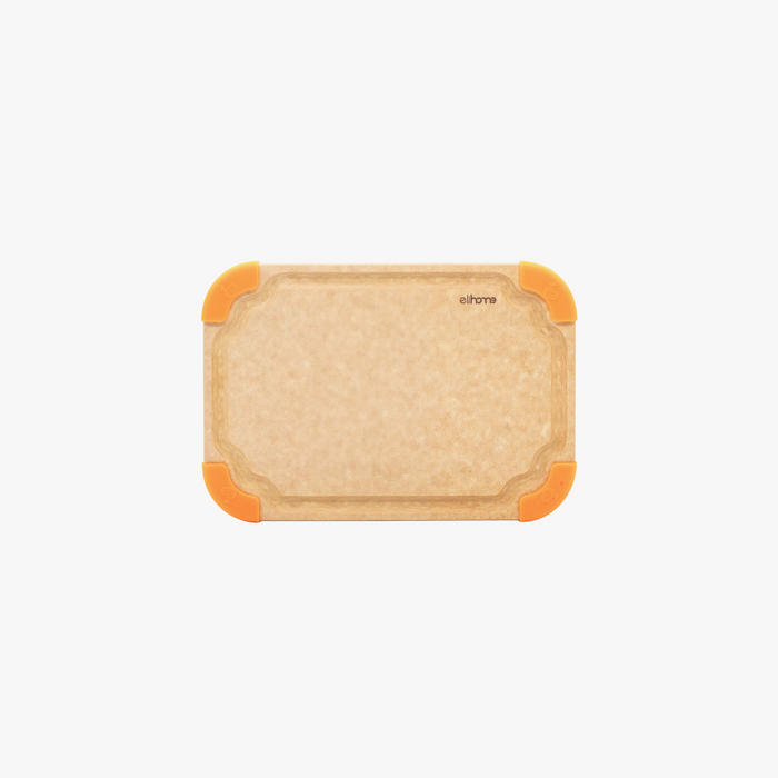 Elihome Premium Series Small Cutting Board 10" x 7" - color-coded wood fiber cutting board with juice groove and non-slip corners