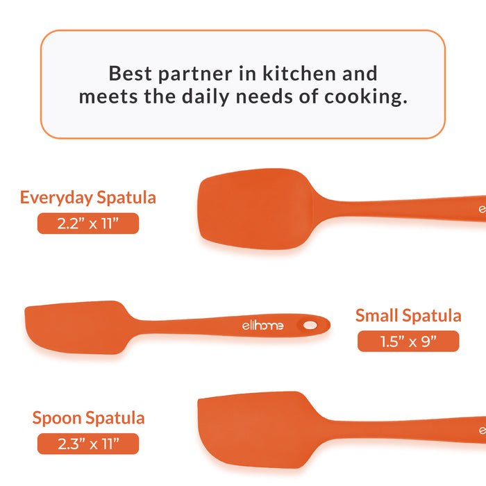 Orange Silicone Spatula | 3 Piece Silicone Spatula | Elihome