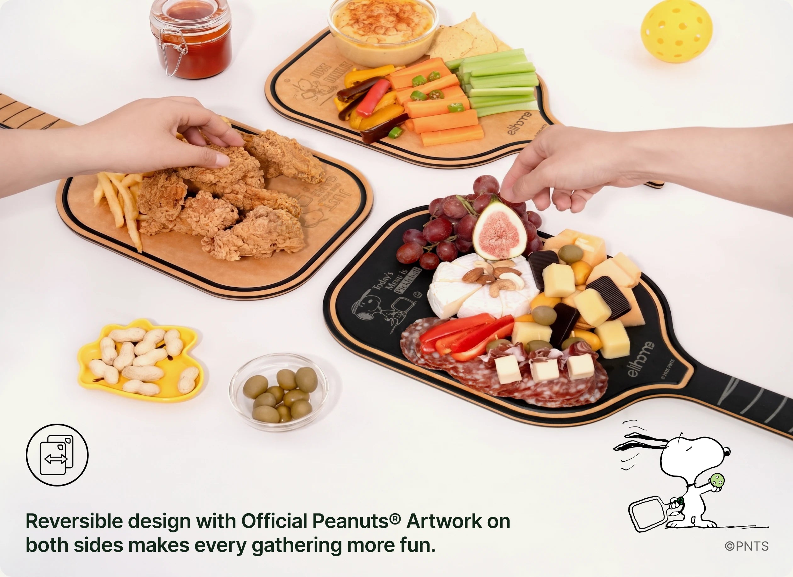 Reversible design with Official Peanuts® Artwork on both sides makes every gathering more fun.