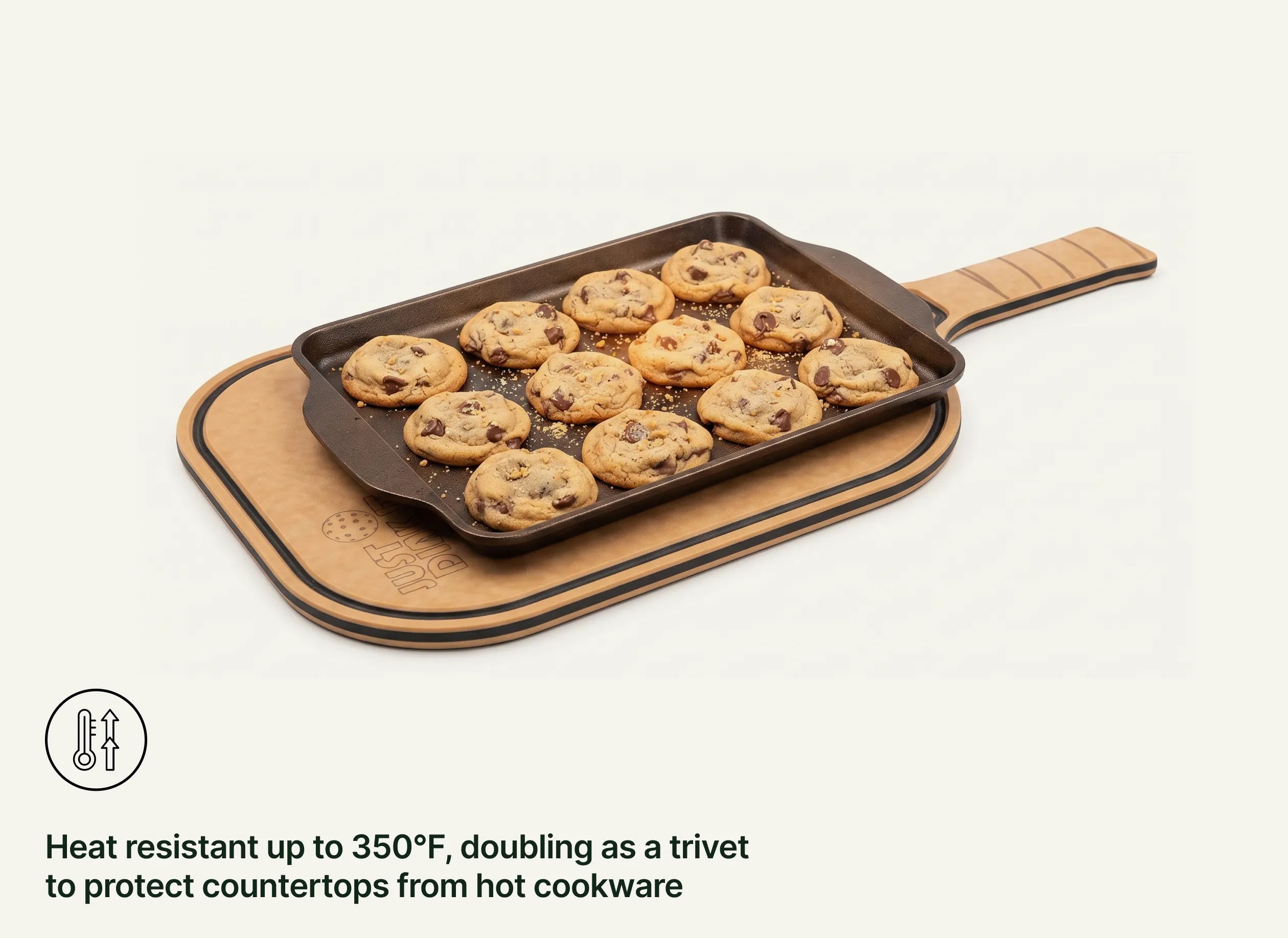 Heat resistant up to 350°F, doubling as a trivet to protect countertops from hot cookware